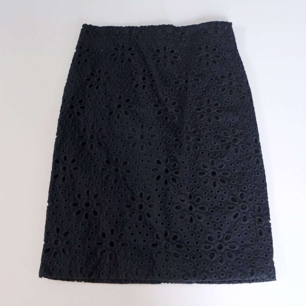 NEW J CREW no. 2 Pencil Skirt in Navy Eyelet Lace sz. 0
